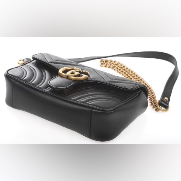 Gucci GG Black Leather Marmont Crossbody Shoulder Bag - Picture 8 of 12